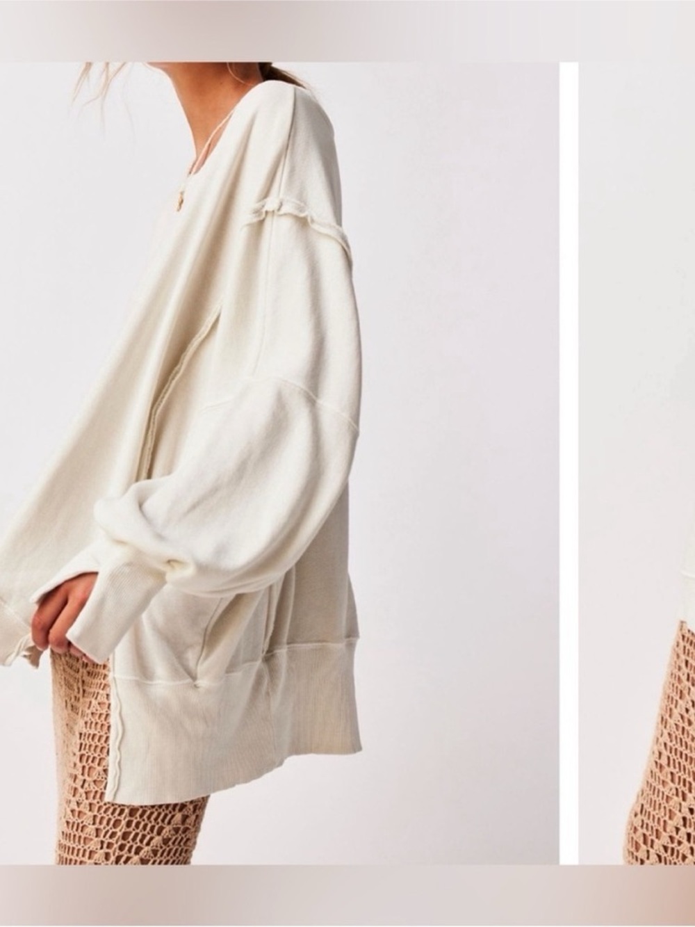 Free People We The Free Camden Sweatshirt in Delicacy/off white, Size S - Picture 5 of 7
